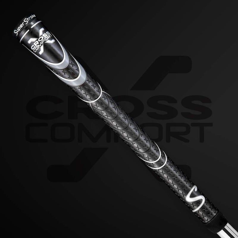 Super Stroke SuperStroke Cross Comfort Golf Club Grip, Black/Gray (Undersize) | Soft & Tacky Polyurethane That Boosts Traction | X-Style Surface & Non-Slip | Swing Faster & Square The Clubface More Naturally - Image 1